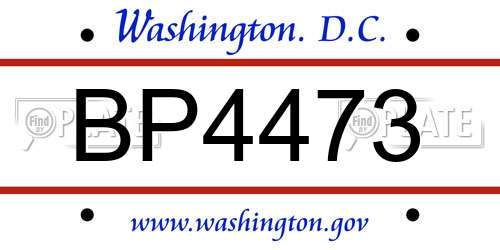BP4473 District Of Columbia License Plate