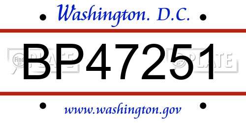BP47251 District Of Columbia License Plate