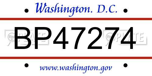BP47274 District Of Columbia License Plate