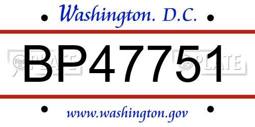 BP47751 District Of Columbia License Plate