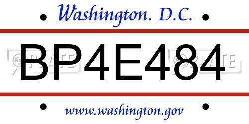 BP4E484 District Of Columbia License Plate