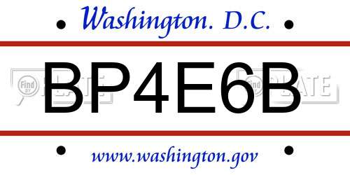 BP4E6B District Of Columbia License Plate