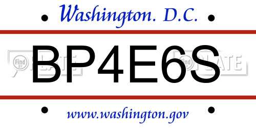 BP4E6S District Of Columbia License Plate