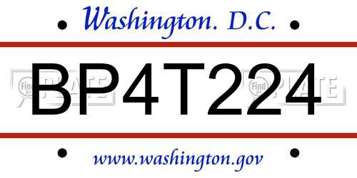 BP4T224 District Of Columbia License Plate