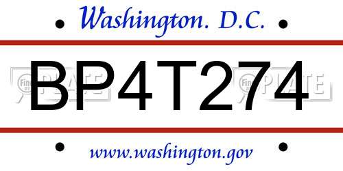 BP4T274 District Of Columbia License Plate