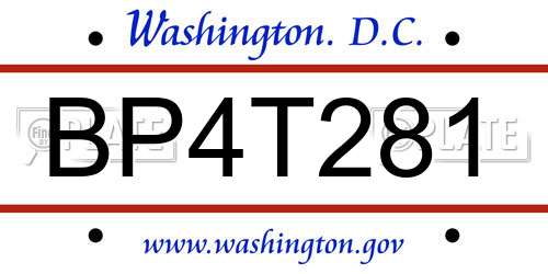 BP4T281 District Of Columbia License Plate