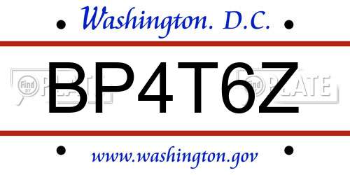 BP4T6Z District Of Columbia License Plate