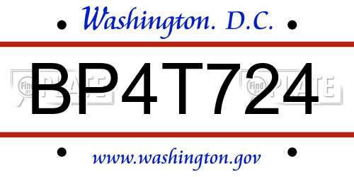 BP4T724 District Of Columbia License Plate