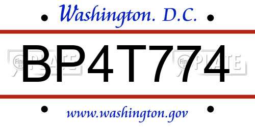BP4T774 District Of Columbia License Plate
