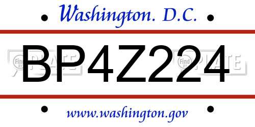 BP4Z224 District Of Columbia License Plate