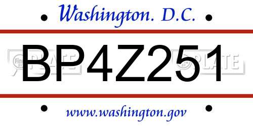 BP4Z251 District Of Columbia License Plate