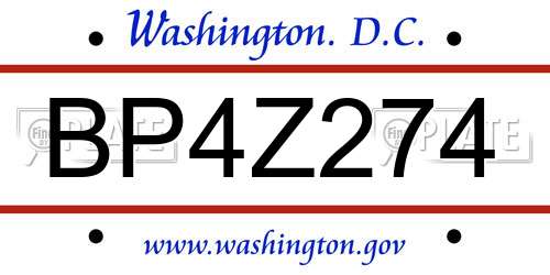 BP4Z274 District Of Columbia License Plate