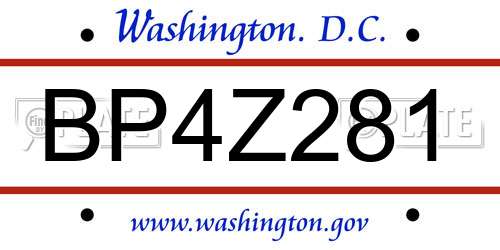 BP4Z281 District Of Columbia License Plate