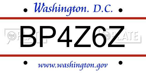 BP4Z6Z District Of Columbia License Plate