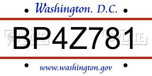 BP4Z781 District Of Columbia License Plate