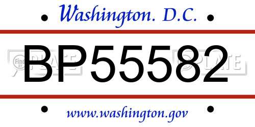 BP55582 District Of Columbia License Plate