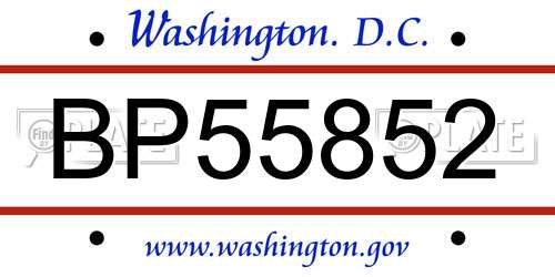 BP55852 District Of Columbia License Plate