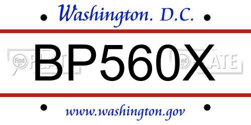 BP560X District Of Columbia License Plate