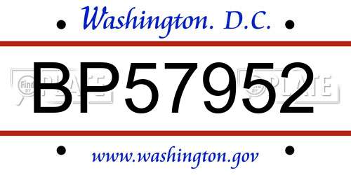 BP57952 District Of Columbia License Plate