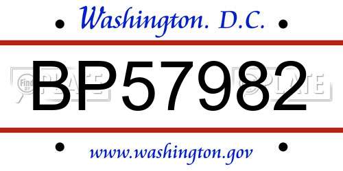 BP57982 District Of Columbia License Plate