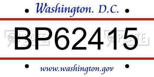 BP62415 District Of Columbia License Plate