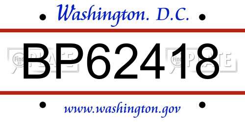 BP62418 District Of Columbia License Plate