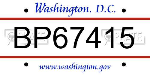BP67415 District Of Columbia License Plate