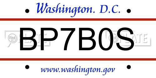 BP7B0S District Of Columbia License Plate