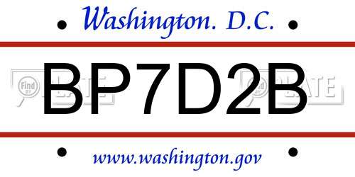 BP7D2B District Of Columbia License Plate