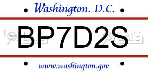 BP7D2S District Of Columbia License Plate