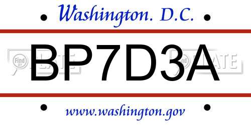 BP7D3A District Of Columbia License Plate