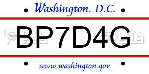 BP7D4G District Of Columbia License Plate