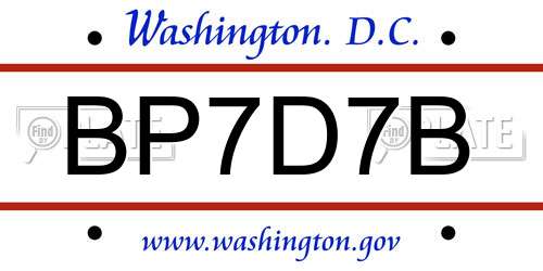 BP7D7B District Of Columbia License Plate