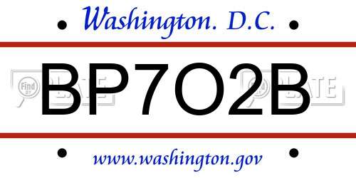 BP7O2B District Of Columbia License Plate