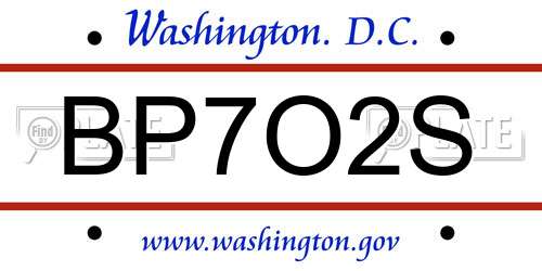 BP7O2S District Of Columbia License Plate