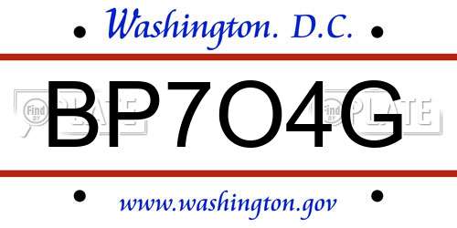 BP7O4G District Of Columbia License Plate
