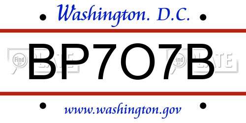 BP7O7B District Of Columbia License Plate