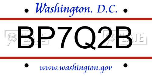 BP7Q2B District Of Columbia License Plate
