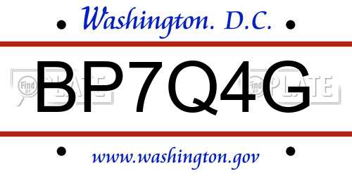 BP7Q4G District Of Columbia License Plate