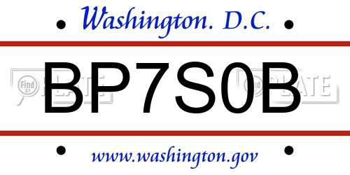 BP7S0B District Of Columbia License Plate