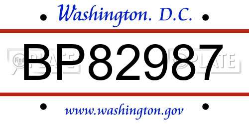 BP82987 District Of Columbia License Plate