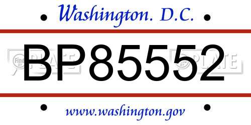 BP85552 District Of Columbia License Plate