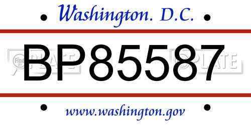 BP85587 District Of Columbia License Plate
