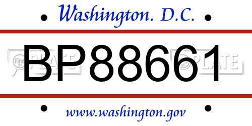 BP88661 District Of Columbia License Plate