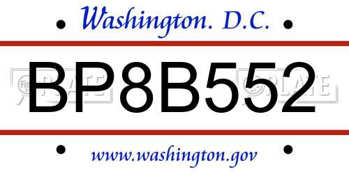 BP8B552 District Of Columbia License Plate
