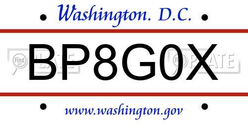 BP8G0X District Of Columbia License Plate