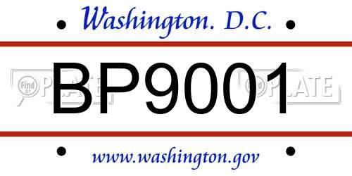 BP9001 District Of Columbia License Plate