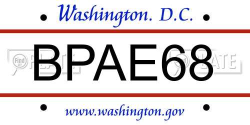 BPAE68 District Of Columbia License Plate