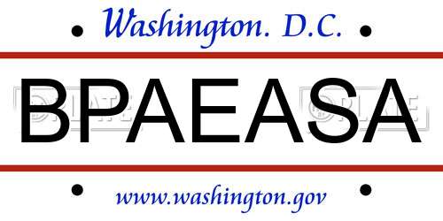 BPAEASA District Of Columbia License Plate