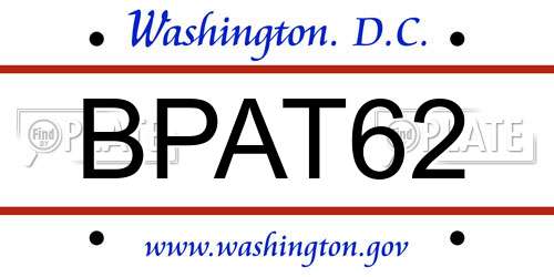 BPAT62 District Of Columbia License Plate